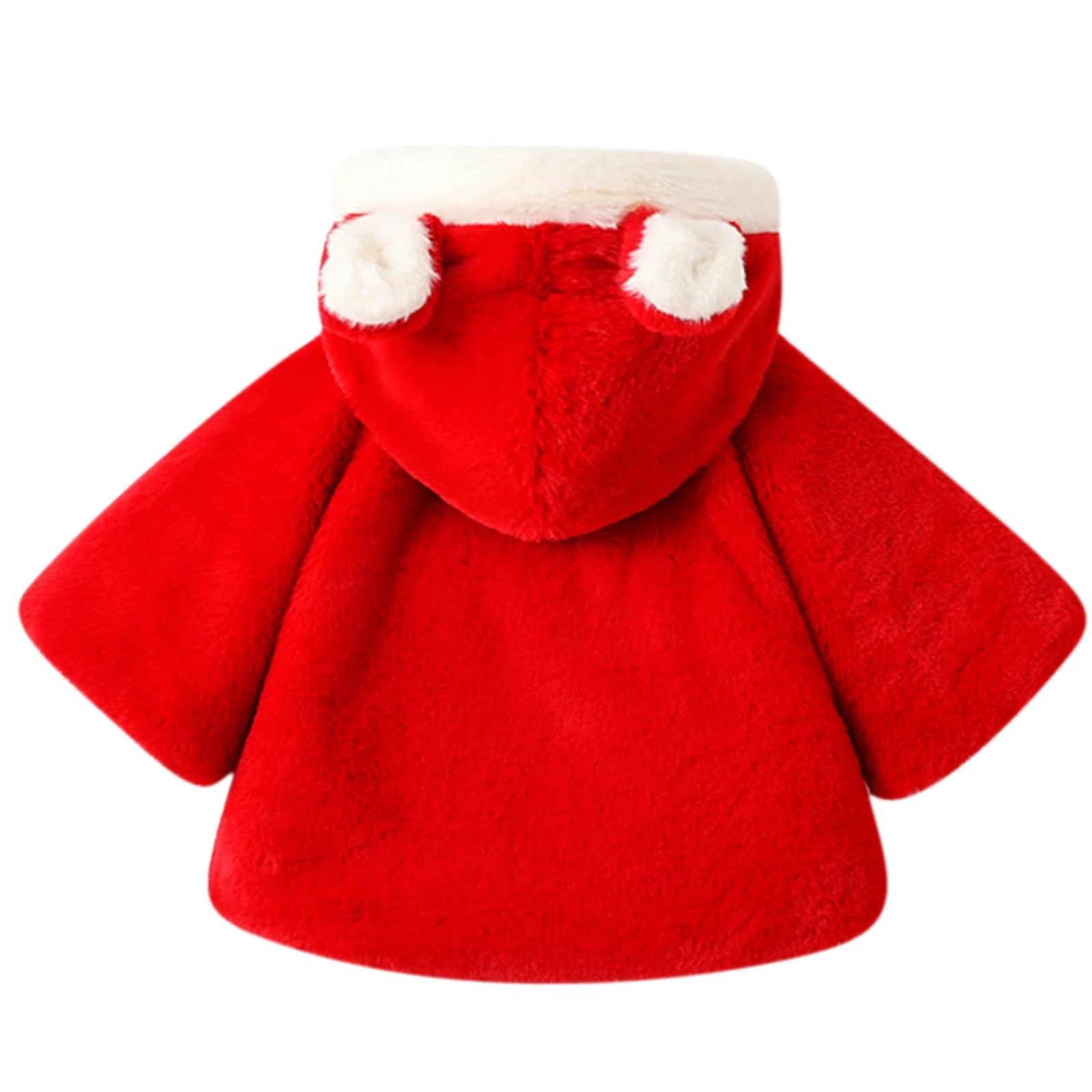 Bold N Elegant Faux Fur Warm Winter Outerwear Hooded Baby Jacket Coat Blanket with Soft Plush Golden Bunny Ear for Infant Toddler Boy Girl Kids (IN, Age, 0 Months, 6 Months, Red) 1