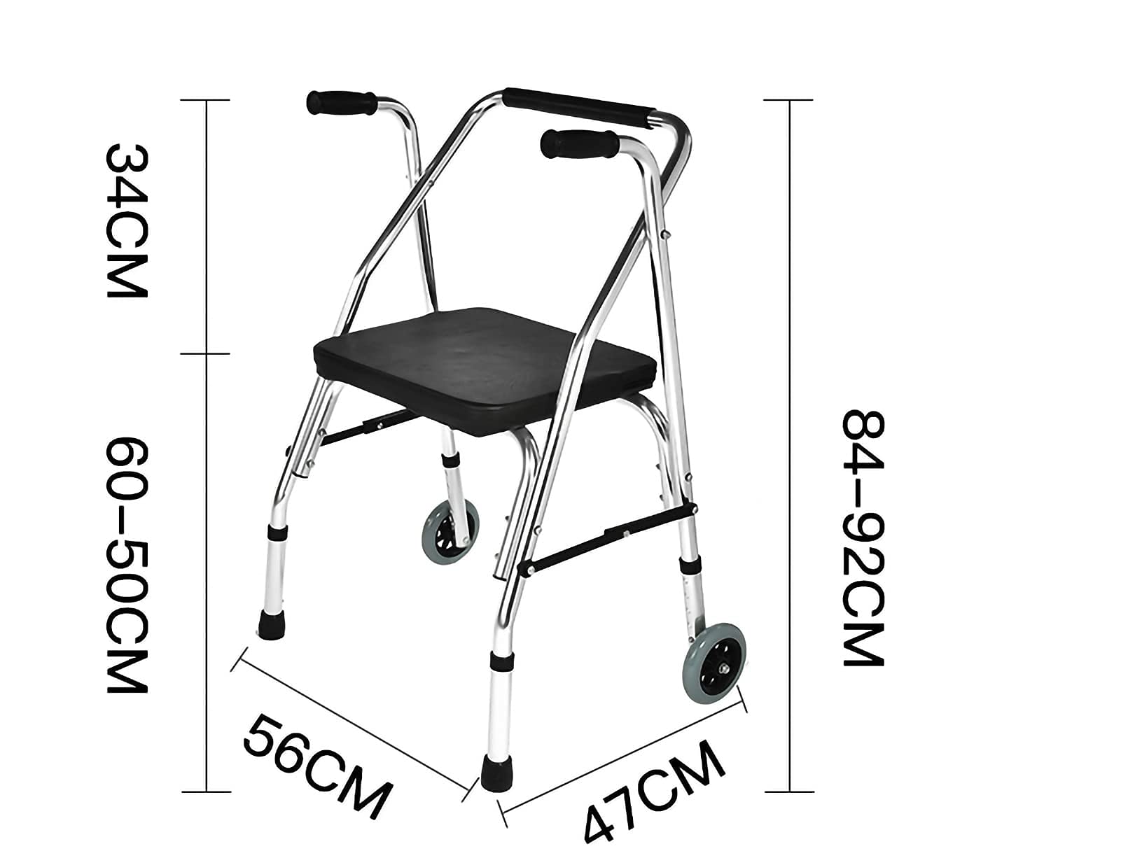 Składany chodzik do chodzenia w pozycji pionowej z podłokietnikiem i miękkim siedziskiem Medyczny 2-kołowy chodzik Rollator Pomoc w chodzeniu dla osób starszych, używana do chodzenia dla seniorów
