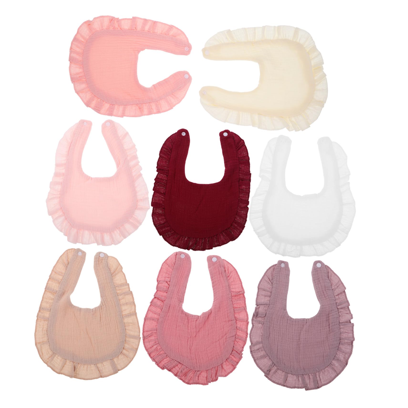 Hohopeti 8 Piezas Baberos Bandana Niña Algodón Absorbente para Dentición y Babas Unisex Recién Nacidos Colores Sólidos Beige Rosa