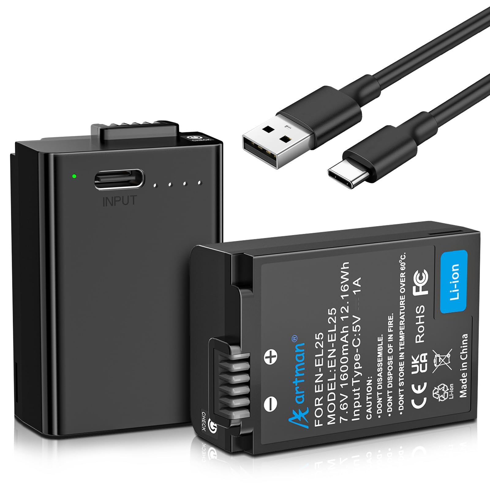 Homesuit EN-EL25 Battery 1600mAh Full Decoding with 2-in-1 Type C