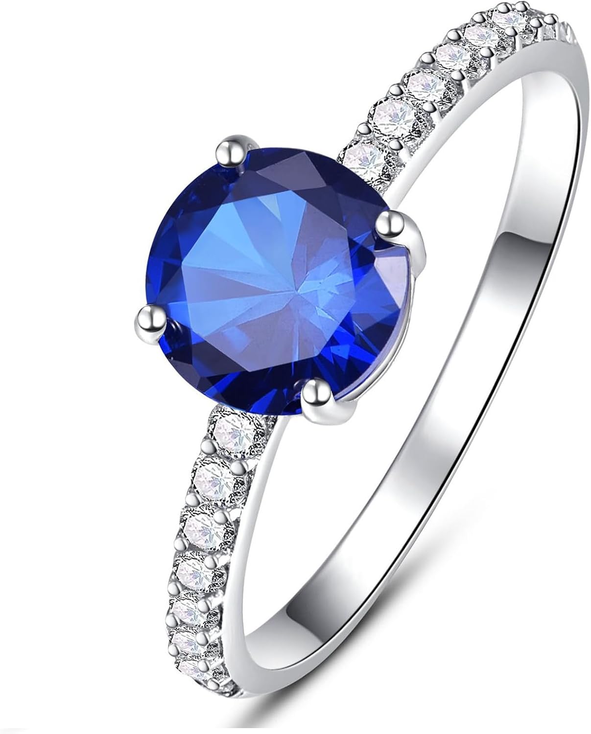 1.25ct Engagement Ring for Women Pave Halo Cubic Zirconia Engagement Ring White Gold Plated Wedding Band Best Promise for Her Size 5-9-Customizable Birthstone - Image 2