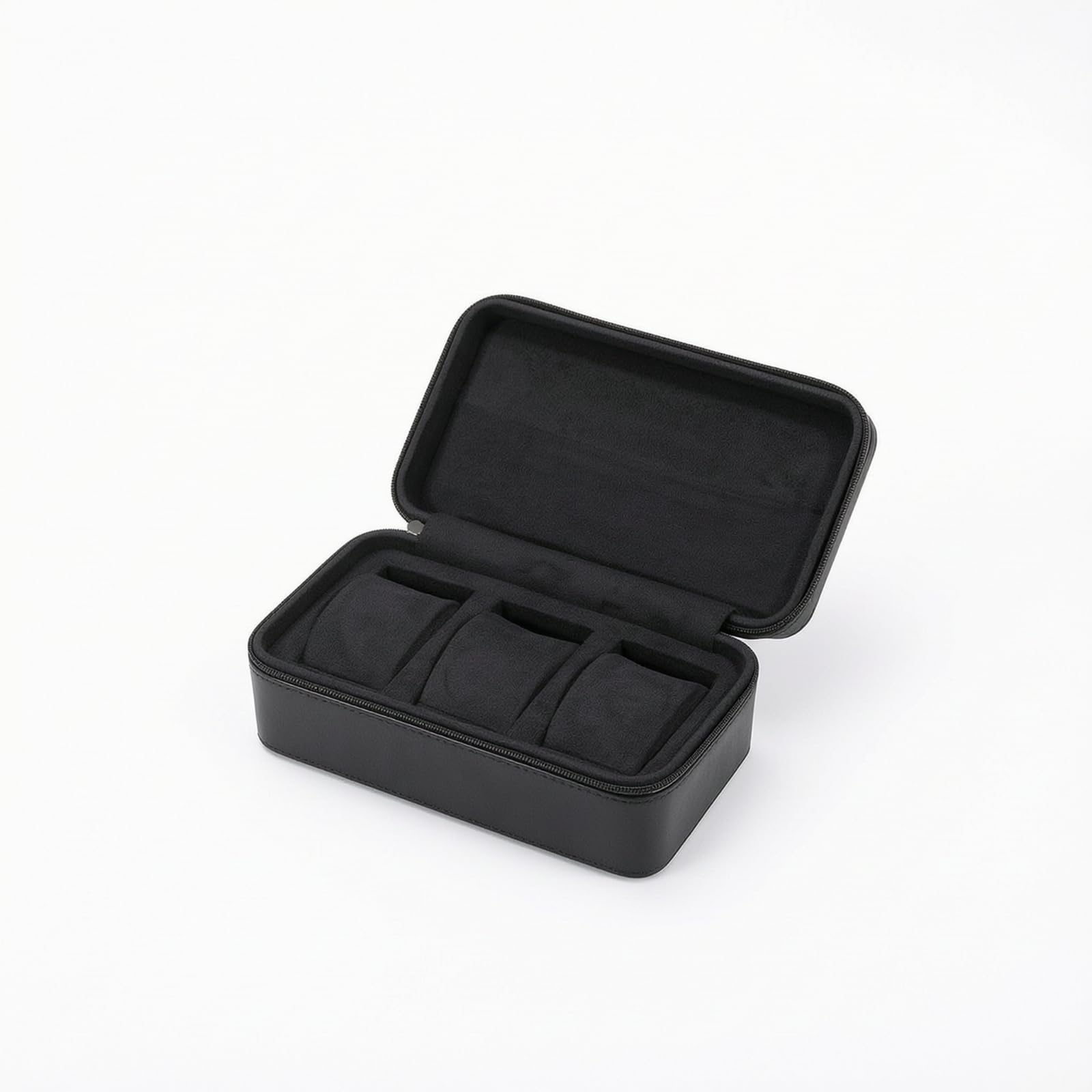 Uhrenbox mit 3 Slots gepolstert Uhrenreiseetui schützend Uhrenaufbewahrungsbox für Uhrensammler, Schwarz