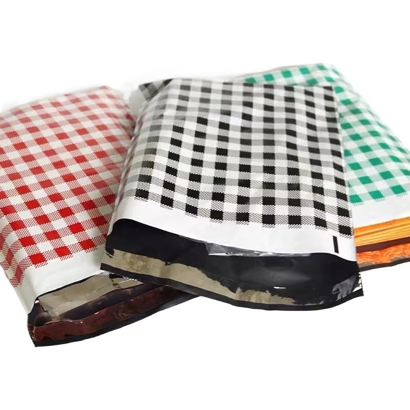 Sacs d‘expédition Sacs de courrier A4 Auto-scellants, 10x13 Pouces, Pochette d'expédition Express, enveloppe en Poly, Sac d'expédition, 50 pièces (Color : 25x33x4CMGreen Plaid)
