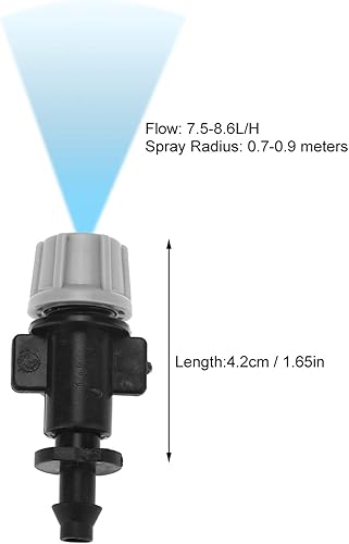 Miniatura 2 de 50 emisores de pulverización de riego por goteo, boquillas de nebulización, cabezal de rociador de plástico, piezas de riego por goteo de 1/4