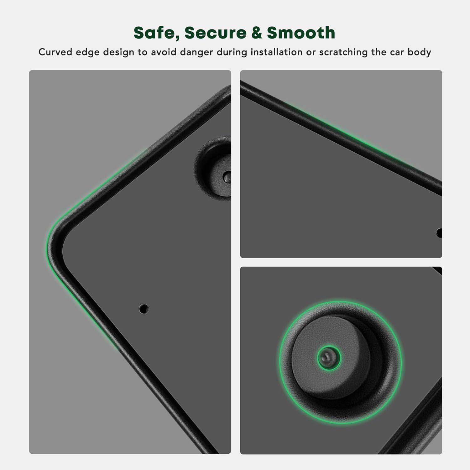 YHTAUTO Front License Plate Frame w/o Screws Compatible with Lincoln Town Car 2003-2011, Black Bumper License Plate Bracket, No Drill Licence Plate Holder