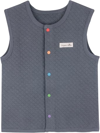 100% Certified Organic Cotton Baby Quilted Jacquard Sleeveless Jacket Soft Vest