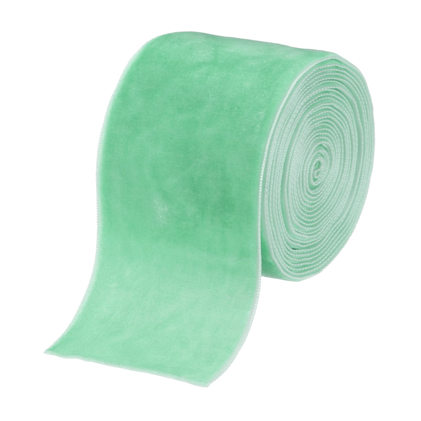 sourcing map Velvet Ribbon 2 Inch x 3 Yard Single Face Spool Silky Velvet Fabric for Bouquets DIY Crafts Gift Wrapping Wedding Party Light Green — image 1