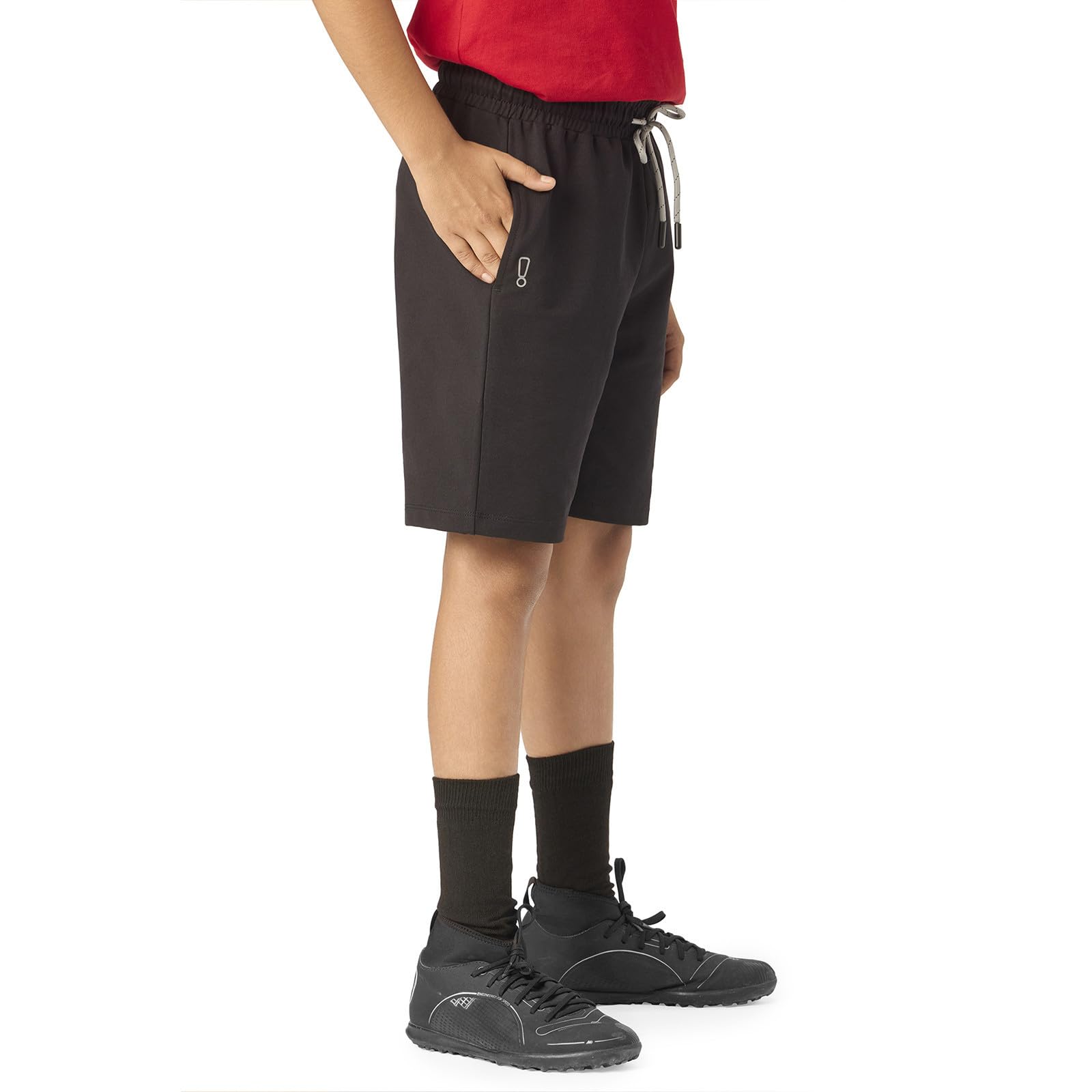 YouGotPlanB Boys' Cotton Shorts | Super Soft & Breathable | Relaxed Fit with Elastic Waist & Drawstrings | Side Pocket for Essentials | Ideal for Playtime, Lounge Black 2