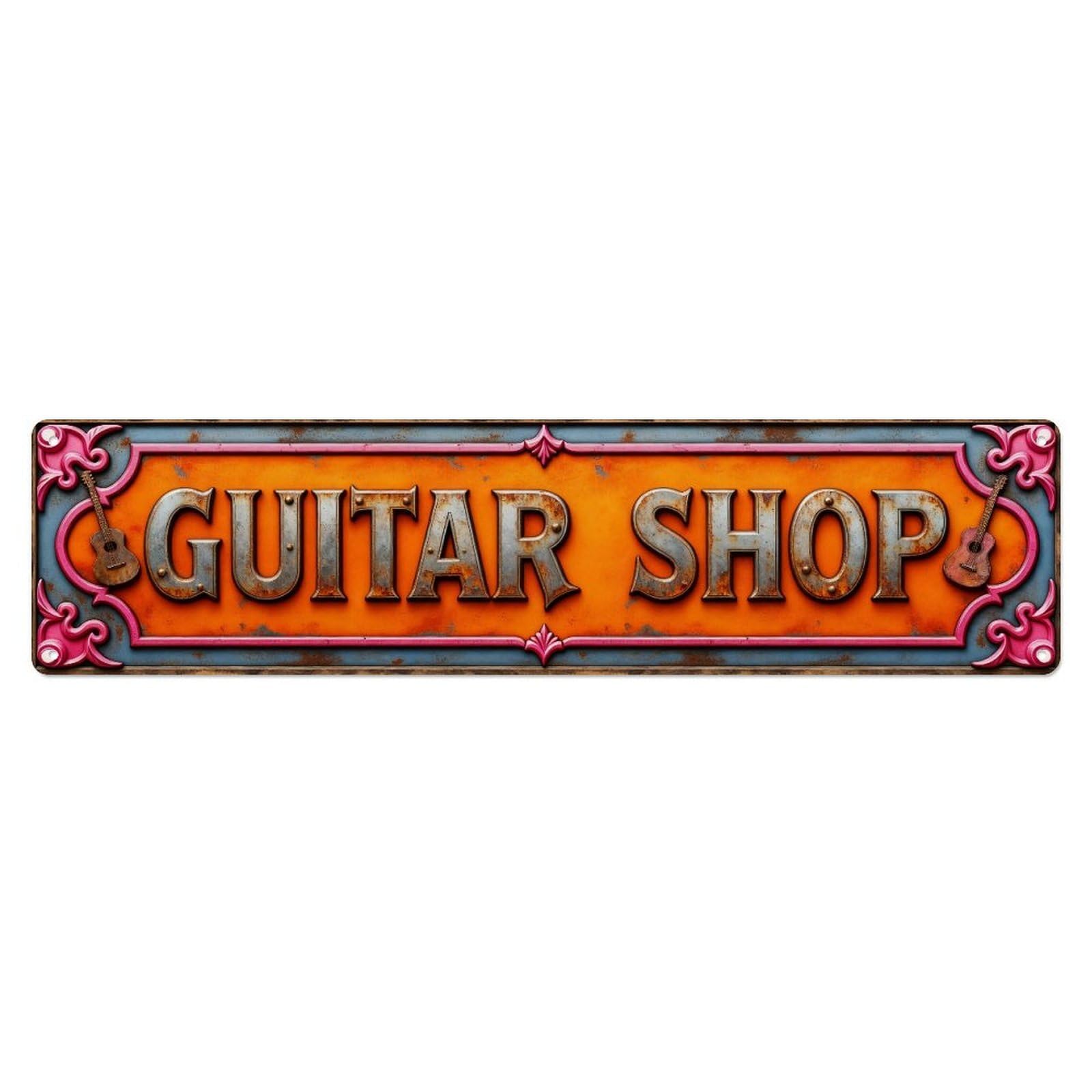 Guitar Shop Sign Design Metal Tin Sign Plaque
