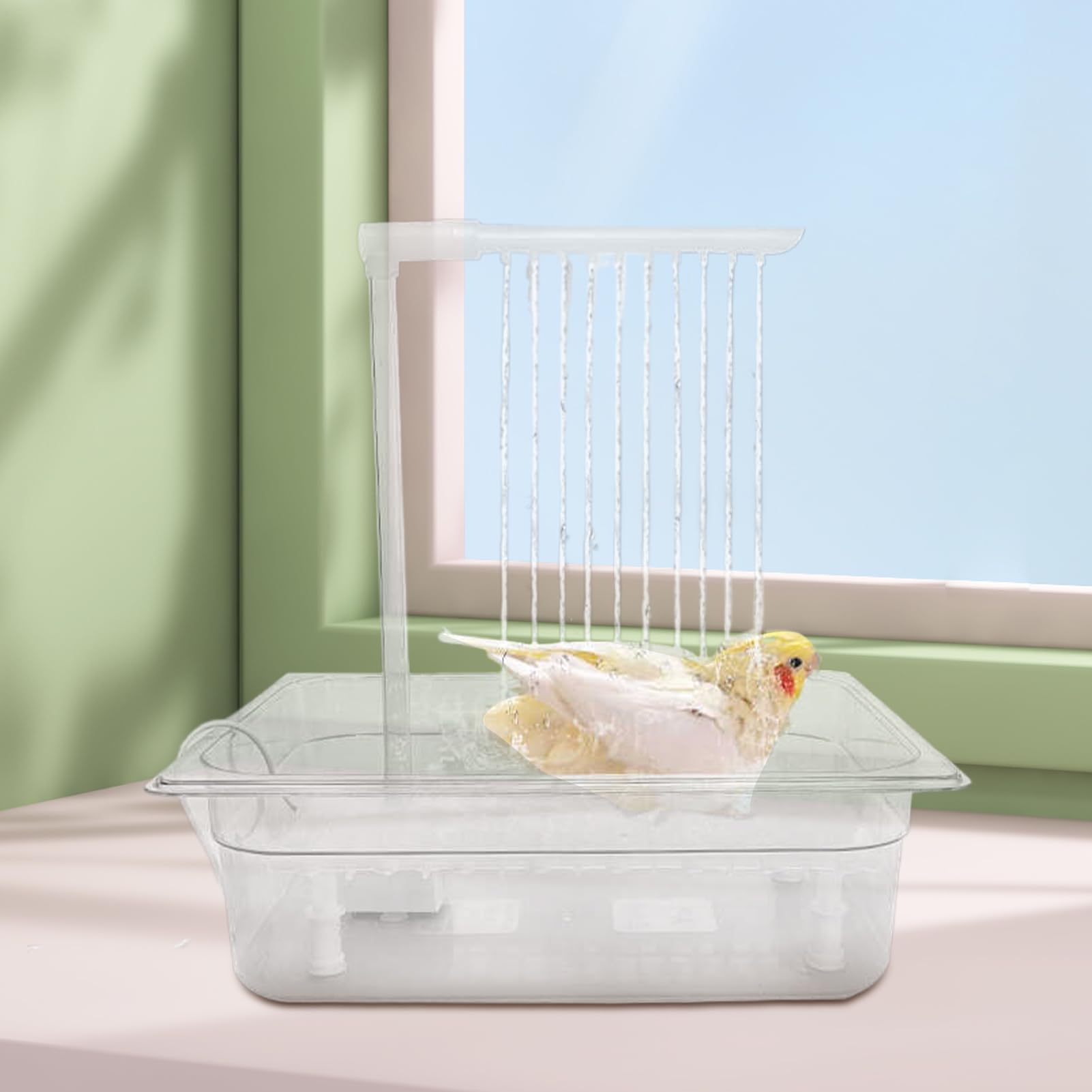 Bañera automática de aves, ducha automática de pájaros Bath Parrot Agua | Fuente de ducha de periquito con bomba, bañera de agua circulante de interior para gris africano, cacatúa