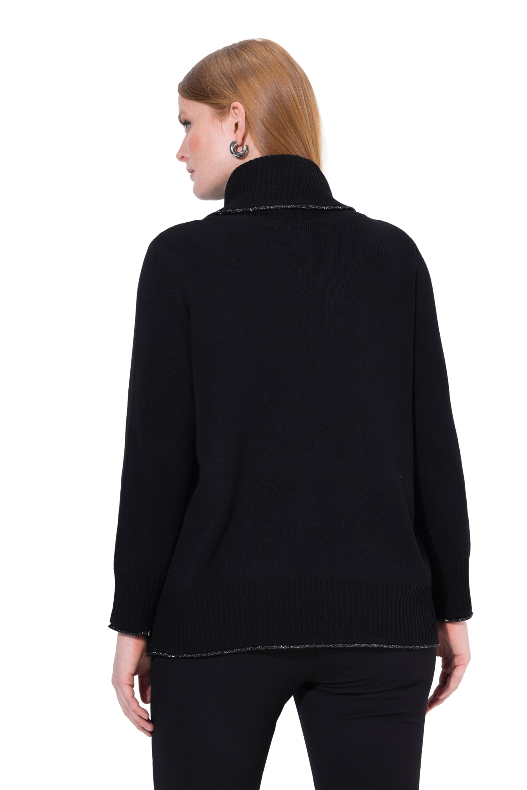 Ulla Popken Damen Strickpullover mit Glitzersaum Pullover
