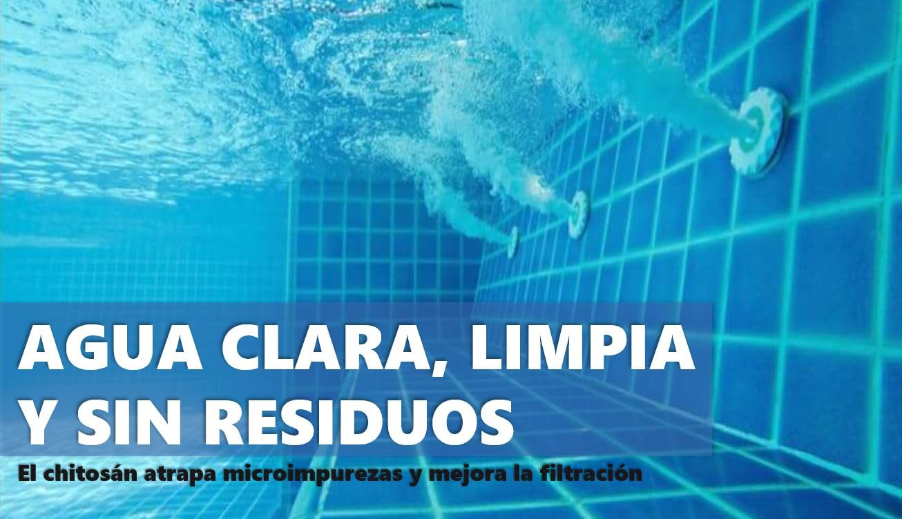 Floculant naturel piscine 5 l avec chitosan, clarifiant biodégradable, élimine la turbidité et les déchets organiques, eau cristalline sans produits chimiques, améliore la filtration