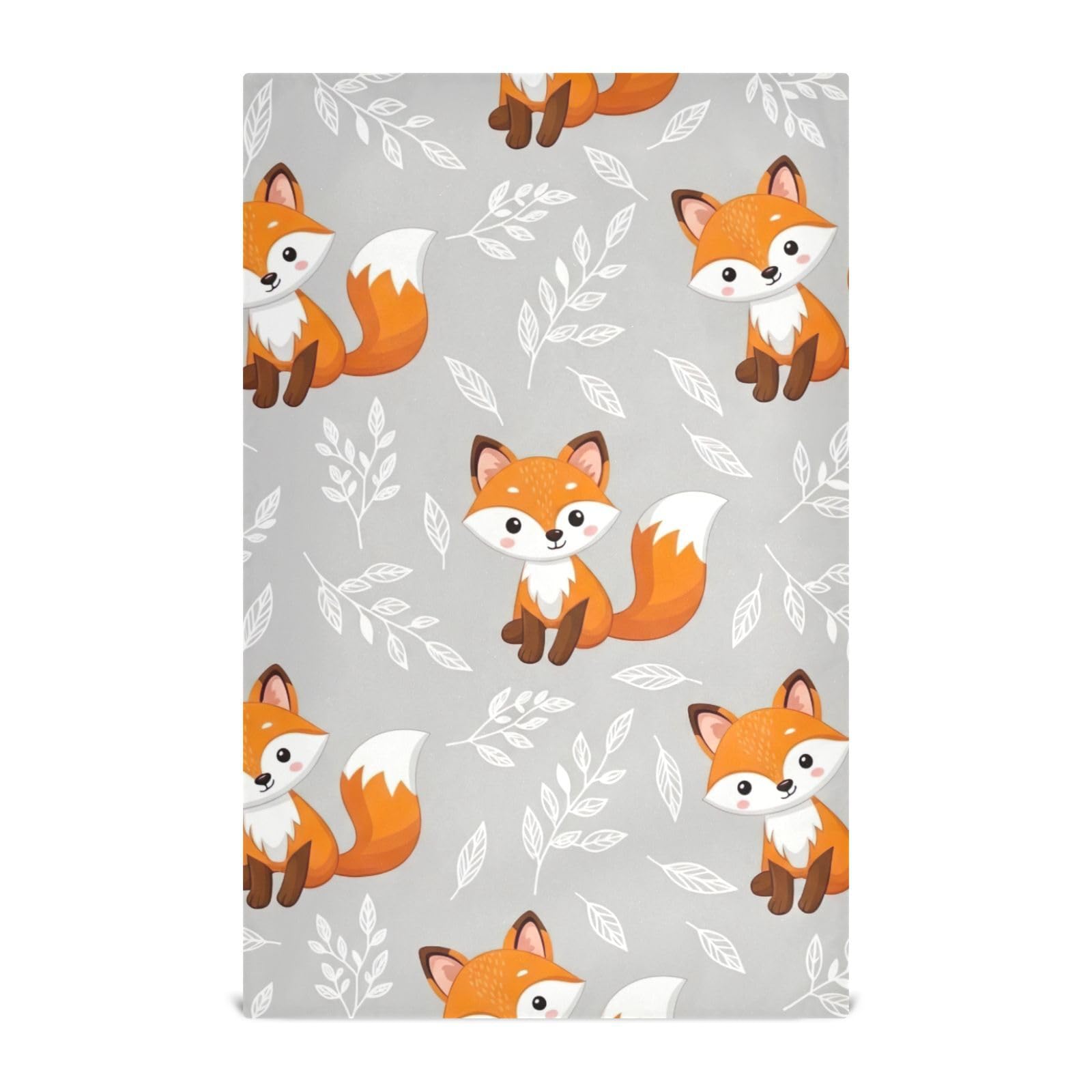 Torchons de cuisine gris motif renard lot de 6 essuie-mains absorbants 45x71 cm