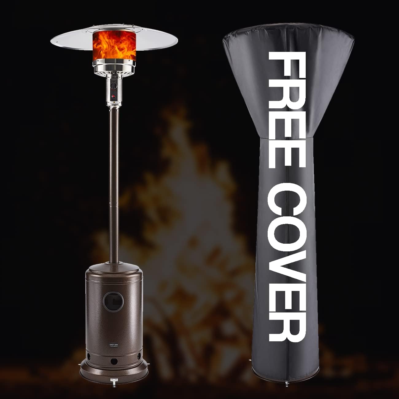 Patio Heater, 50,000 BTU Outdoor Patio Heater with Anti-tilt and Flame-out Protection System, Stainless Steel Burner, Easy Assembly, 18-Foot Diameter Heat Range,Commercial & Residential : Patio, Lawn & Garden