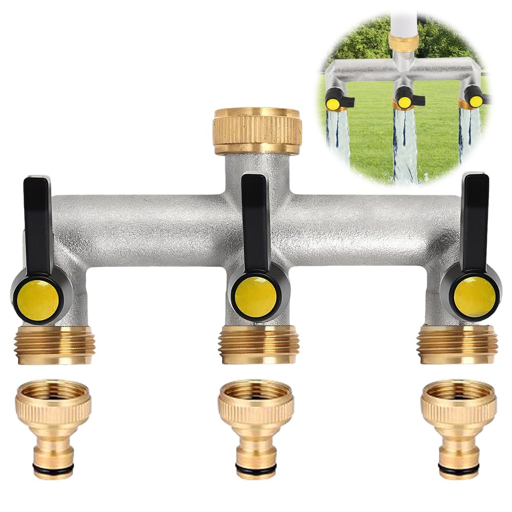 Distributeur d'eau 3 voies en laiton Mineup avec robinet triple sortie 3/4 pouce pour le jardin