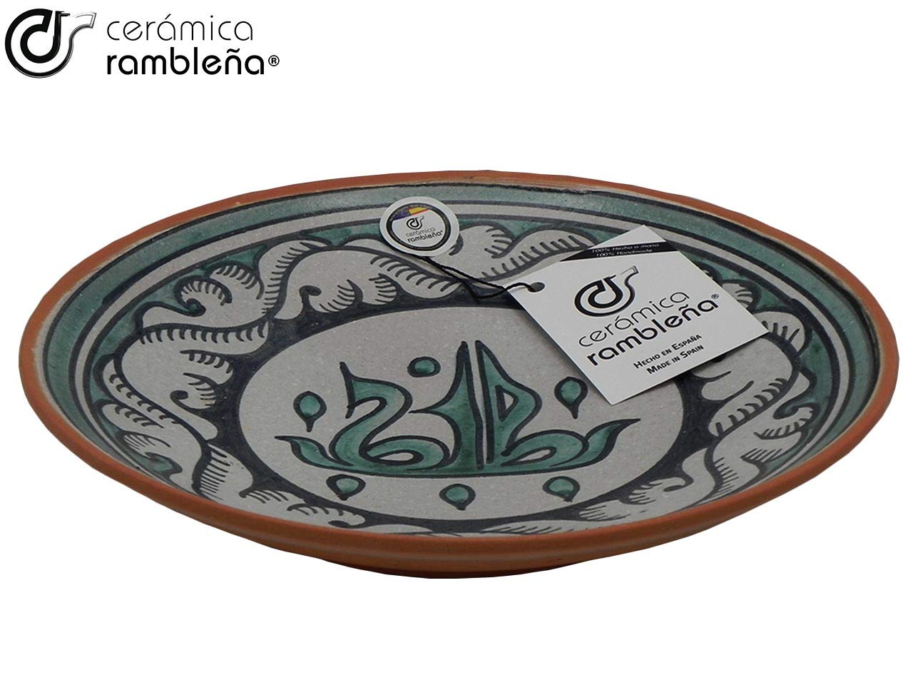 Ceramica Rambalena | Piatto decorativo da appendere a parete | Piatto in ceramica | Modello 02 | 100% fatto a mano | 27 x 27 x 4,5 cm