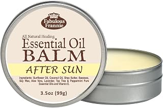 Fabulous Frannie After Sun All Natural Essential Oil Healing Balm made with Sunflower Oil, Coconut Oil, Shea Butter, Beeswax, Soy Wax, Aloe Vera and Pure Essential Oils 3.5oz Tin