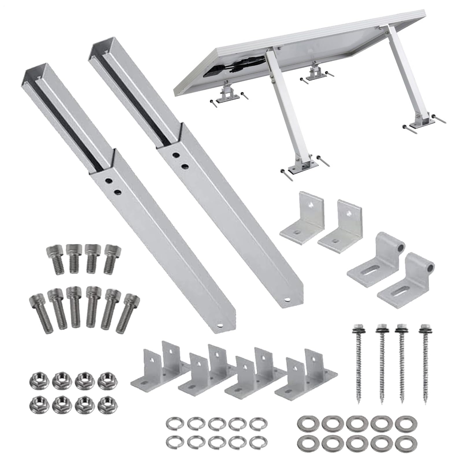 Soporte de montaje para paneles solares,Estructura de aluminio sólido anticorrosión,Montaje de paneles solares de inclinación resistente de 15 a 30 grados - Para exteriores Camping-Cars Barcos