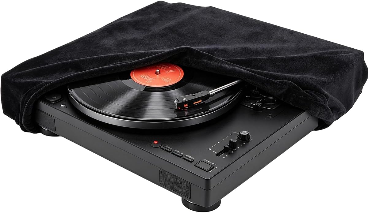 Audio Recorder Dust Cover, 11.8 x 12.9 x 3.5 Inch Turntable Protective Covers, Stretch Fleece Dust Case for Elastic Band for Audio-Technica AT-LP60XBT and AT-LP60X Turntable