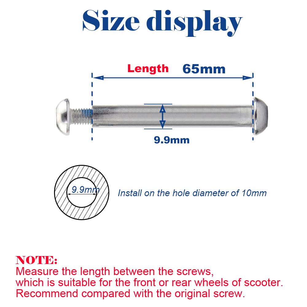 OTFAITP M10 65mm 8.8 Grade Carbon Steel Axle Allen Screw Bolt (65mm)