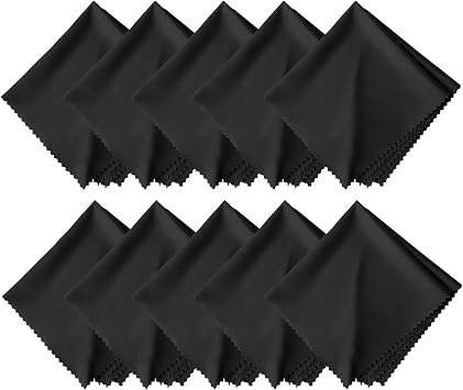 Cleaning Cloth, Microfiber Cloth, 5.5 x 5.5 inches 14 x 14 cm, Set of 10, Washable Cleaning Supplies, For Smartphones, LCD Screens, Lenses, Glass, Maintenance Black