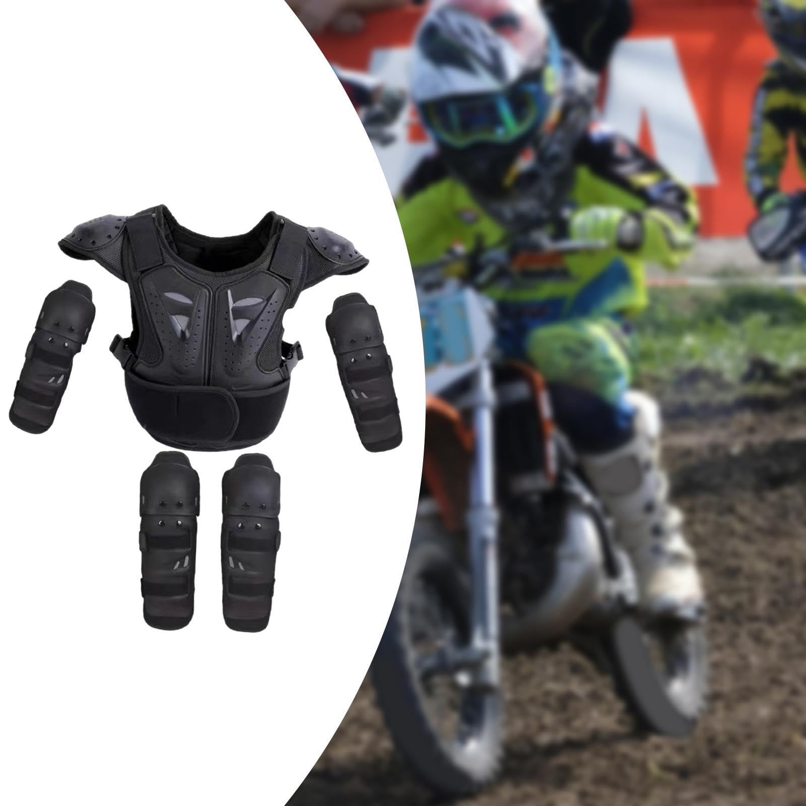 Tuta protettiva per motocross per bambini, attrezzatura per moto da cross, protezione completa per torace, colonna vertebrale, schiena, ginocchiere, gomitiere,