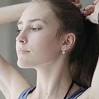 Vista 4 de Heart Dangle Silver Earrings Hypoallergenic Heart Huggie Hoop Cute Earring for Women