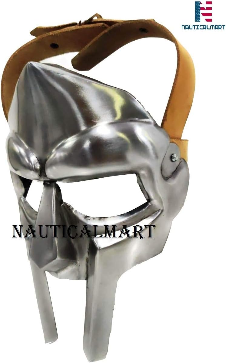 Steel Gladiator Hand Made Helmet Roman Forged Armor MF Doom Rapper - Silver