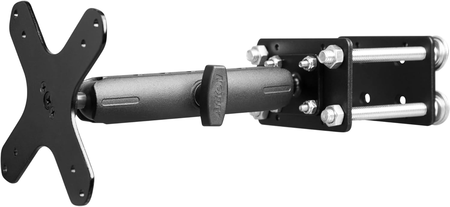 ARKON Mounts Metal Forklift Front Guard VESA Mount | Fits Forklift Pillars and Front Guards | Adjustable 6" Metal Shaft | Compatible with VESA 75 and 100 Monitors, & Displays