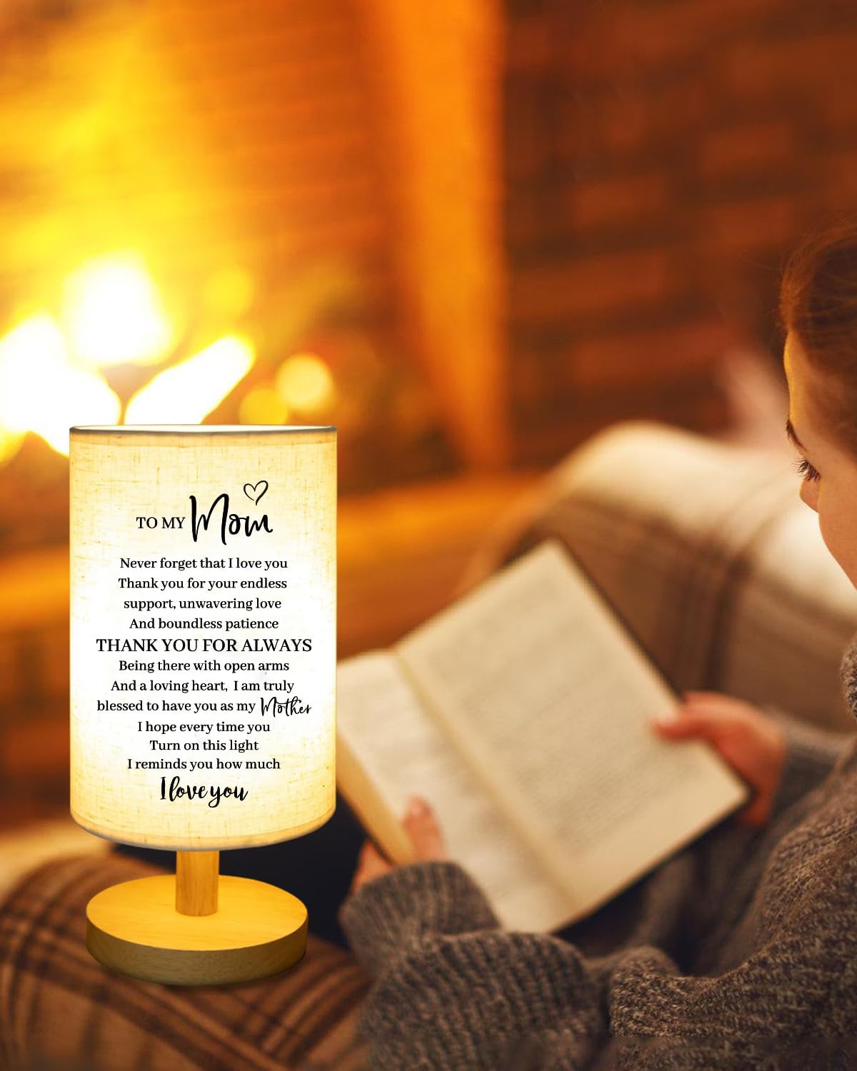 Birthday Gifts for Mom from Daughter Son, to My Mother Fabric Table Lamp, Mom Birthday Christmas Gifts from Kids, Bedside Table Lamp Presents for Mother - Image 3