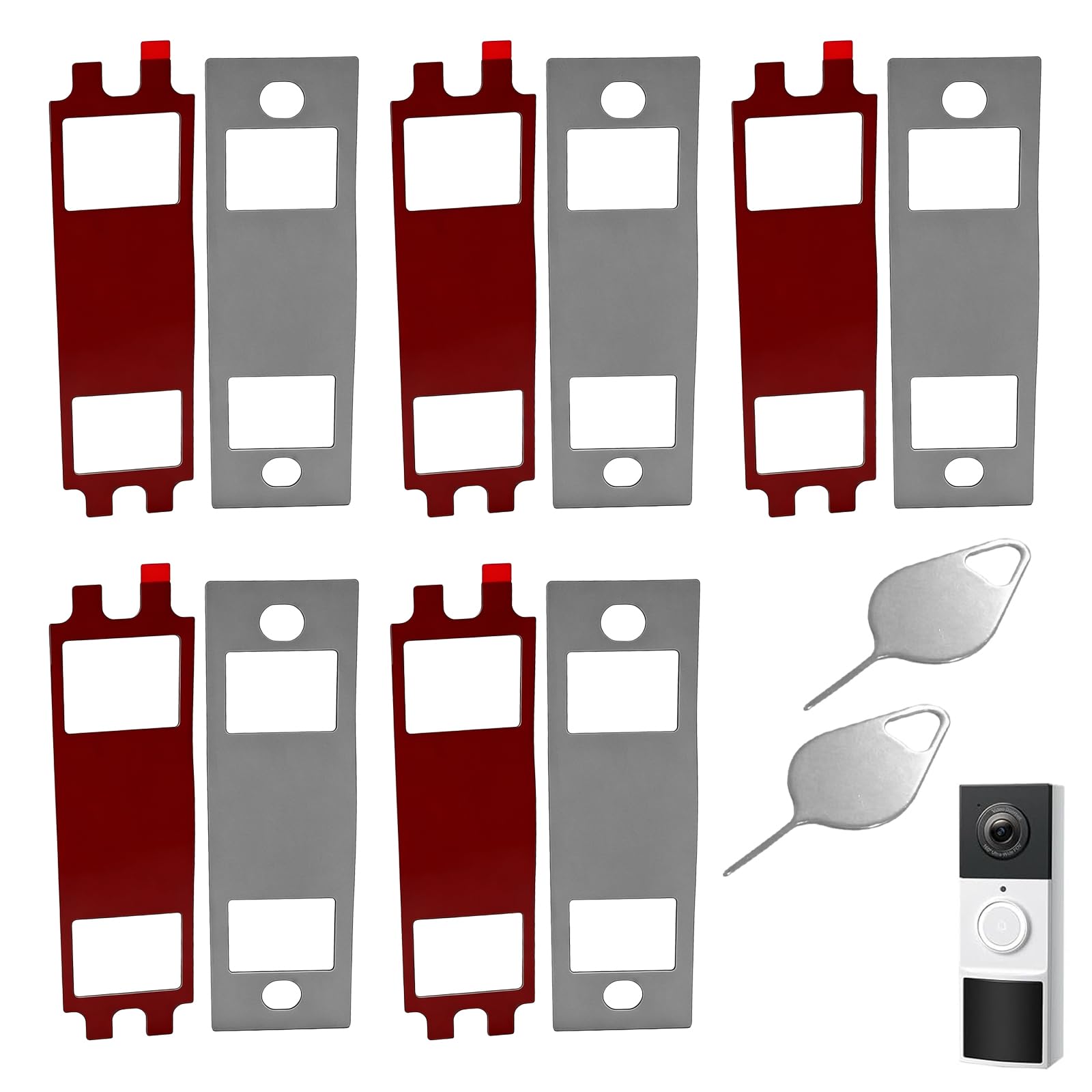 COZERI Doorbell Adhesive Mount Tape, No Drill Doorbell Sticky Mount, Compatible with Tapo TD21/ D210/ D235 Battery Video Doorbell, 5 Sets Sticky Pads and 2 Doorbell Key Replacement Tool