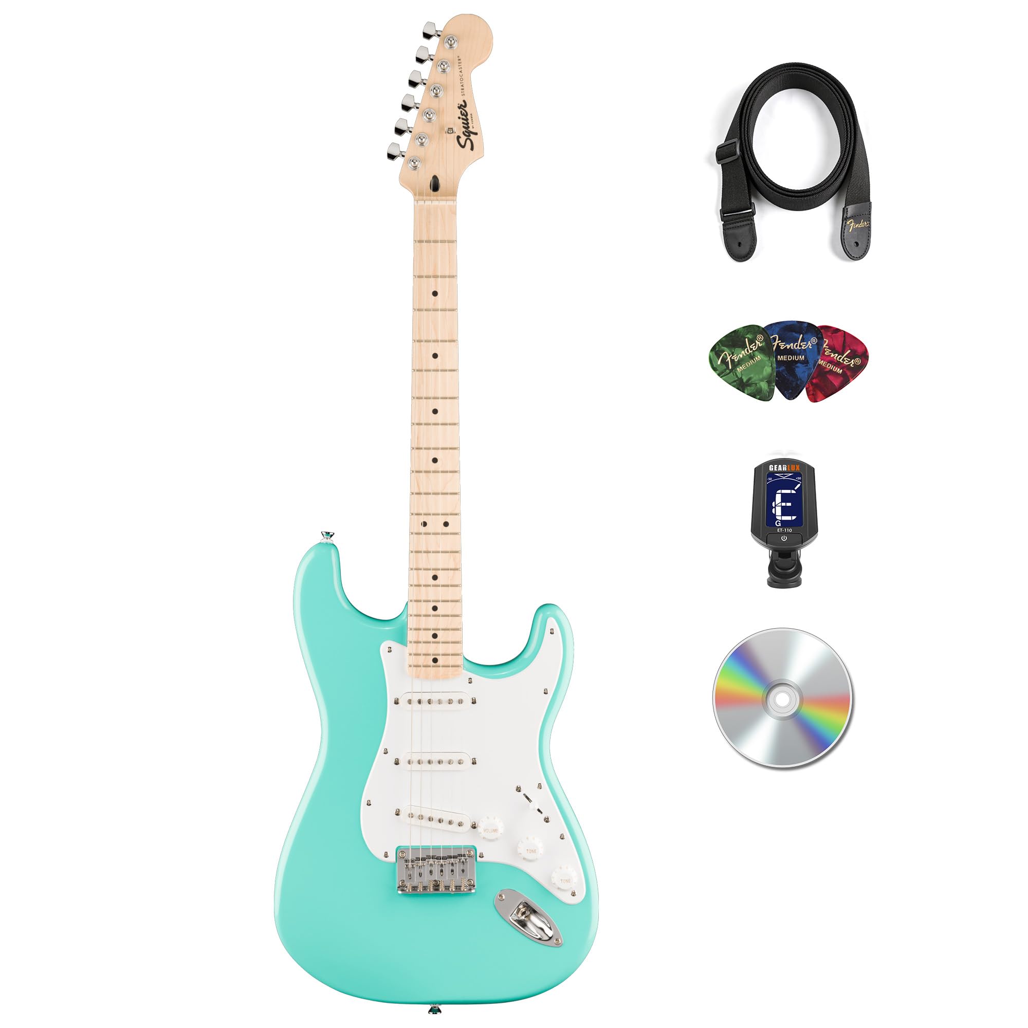 Fender Squier Sonic Stratocaster HT - Sea Foam Green Bundle with Tuner, Strap, Picks, and Austin Bazaar Instructional DVD