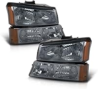 Vista 20 de G-PLUS Faros delanteros compatibles con Chevy Avalanche 1500 2500/Ajuste Chevy Silverado 1500 2500 HD 3500 2003-2006, lente transparente, carcasa