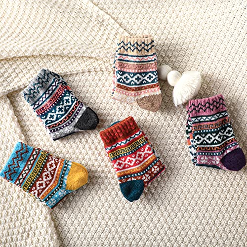 Image of Wool Socks for Women - Womens Wool Socks Winter Sock for men Warm Thick Knit Soft Vintage Casual Crew Sock