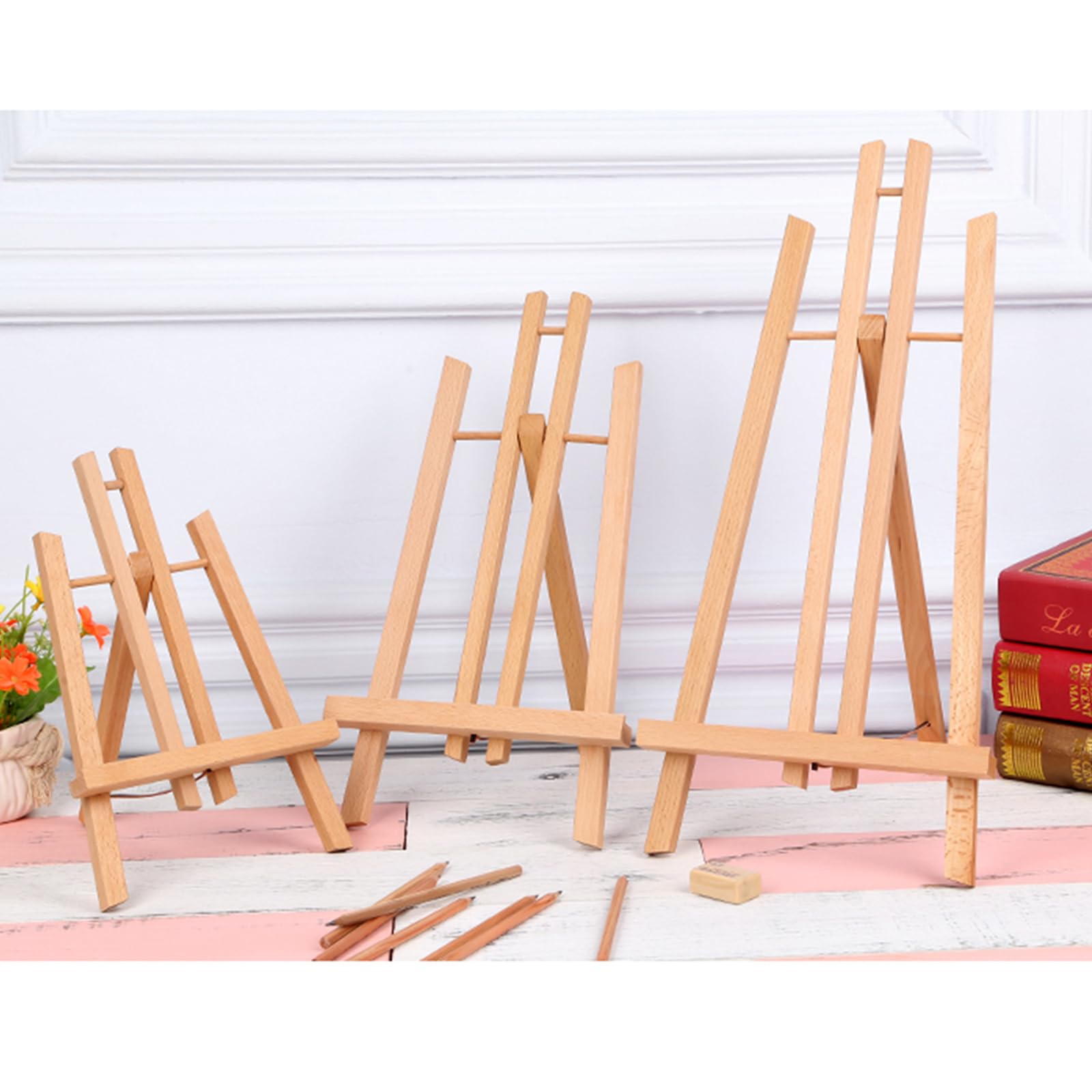 Regulowany drewniany mini stojak na sztalugę artystyczną na znaki ślubne i zdjęcia mała sztaluga stołowa do wyświetlania menu lekka i przenośna 21 * 26 * 36 cm Kolor: A