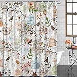 I-Manggo Generic Personalized Beautiful Bird Cage Flower Leaves Pattern Art Style Picture Design Shower Curtain,72x72 Inch