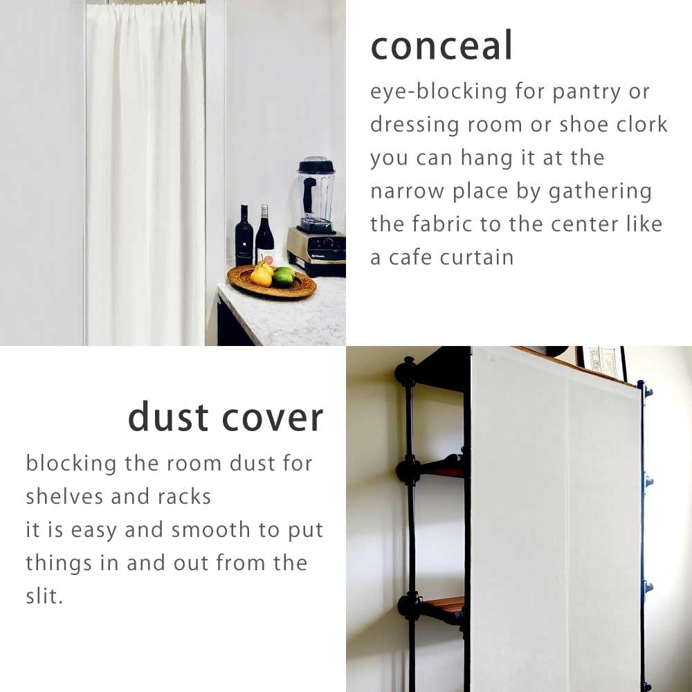 Sunny Day Fabric White Linen 100% Doorway Curtain noren Tapestry (L59 x W33.4)