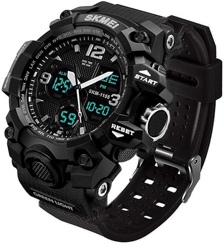 Miniatura 8 de MJSCPHBJK Reloj deportivo analógico para hombre reloj militar cronómetro LED para exteriores relojes electrónicos digitales gran pantalla doble