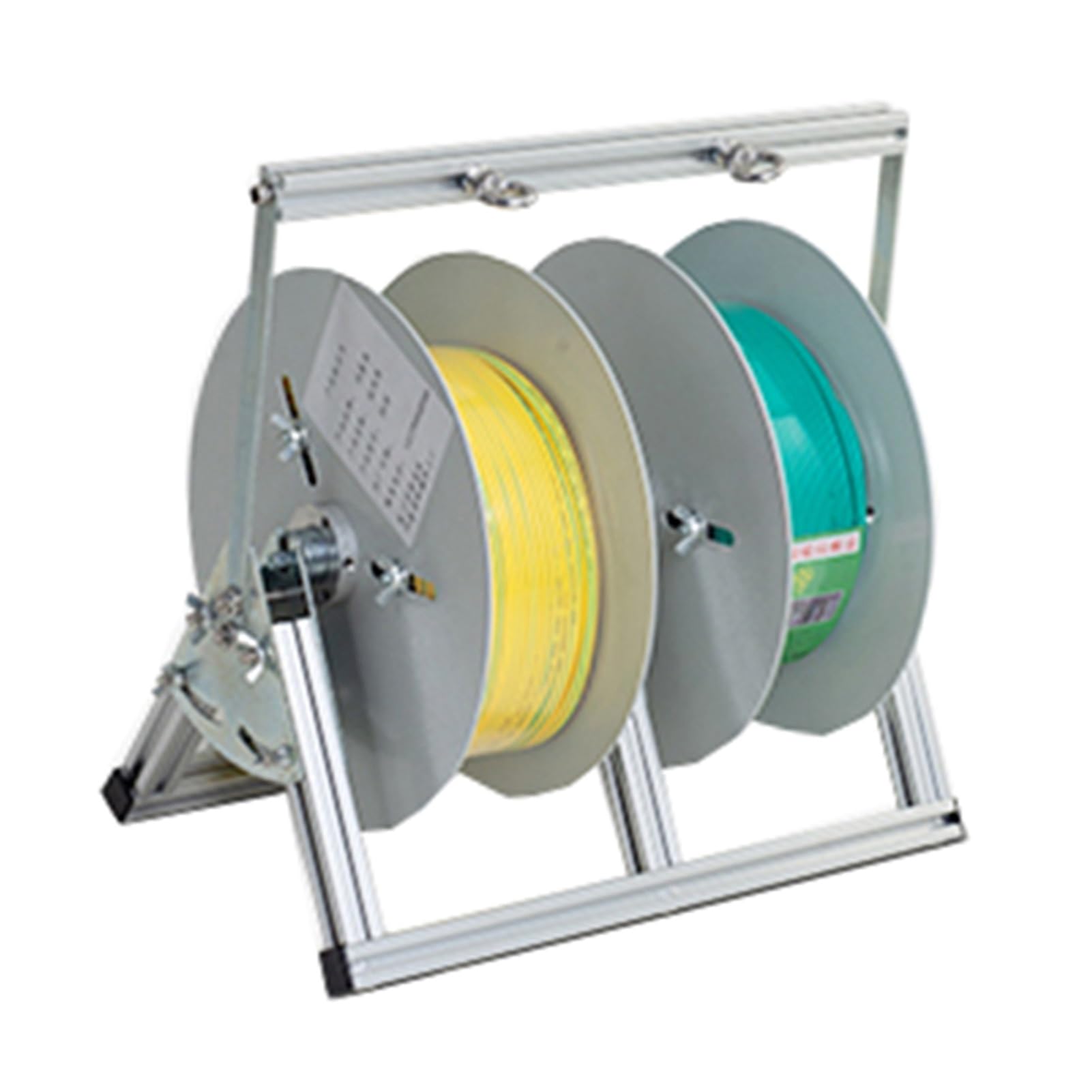 WDSOPK Heavy Duty Steel Frame Wire Spool Rack with Side Trays for Easy Access and Organization at Construction Sites and Retail Stores (30x30x32cm)