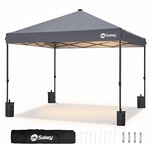 Sekey Pavillon 3x3 Faltbar mit Solar Beleuchtung Faltpavillon 3 x 3 m