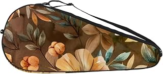 Bolsa ligera para raquetas de tenis con diseño de flores y hojas de acuarela para jóvenes y adultos