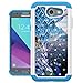 For Samsung Galaxy J3 Emerge Case, J3 2017 Case, J3 Prime Case, Amp Prime 2 Case, Express Prime 2 Case, UrSpeedtekLive [Shock Absorption] Studded Rhinestone Bling Protective Case Cover (Peacock)