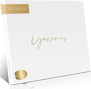 Love Notes Gästebuch Hochzeit, Geburtstag & Jeder Anlass [100 Blanko Seiten] Hochwertiges Gästebuch für unvergessliche Erinnerungen, Edle Gold Prägung, 21x23 cm, Ringbuch Hardcover (Weiß)