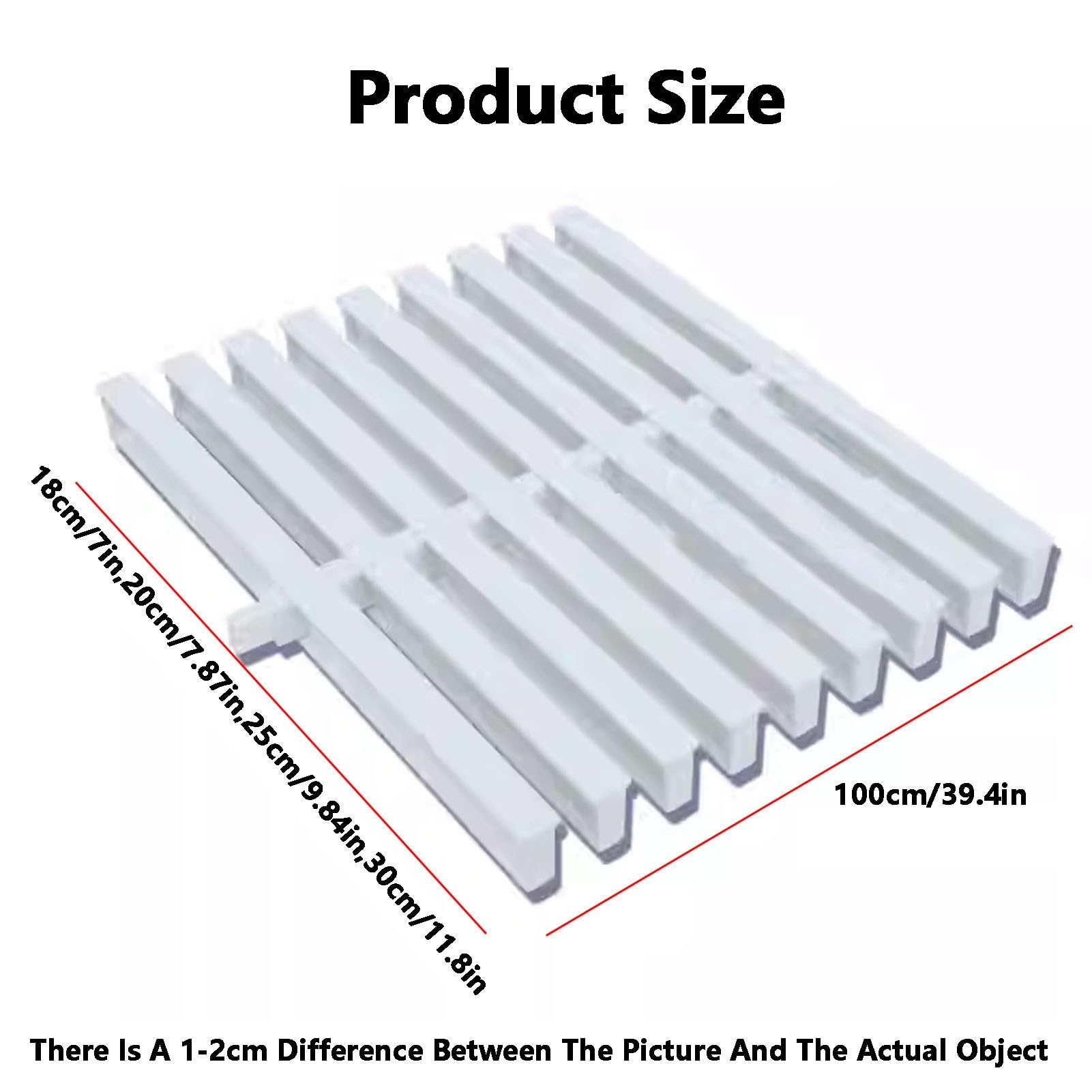 Griglia di Troppo Pieno per drenaggio Piscina, griglia Mobile a interfaccia Singola per lavello, grondaia in plastica PVC per Bagno, per vialetti, patii e Bordi Piscina (25x100 cm/1 Pezzo)