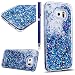 Produktbild FESELE [Samsung Galaxy S6 Edge] Glitter Liquid Case, Samsung Galaxy S6 Edge Flüssigkeit Schutzhülle für Mädchen Mann, Kreativ Fließen Flüssig Rhombus Treibsand Luxus Transparent Hardcase Crystal Glitter Flüssig Sparkle Glänzend Klar Durchsichtig Bunt Handytasche Wasser Fließen Handyhülle für Samsung Galaxy S6 Edge + Blau Eingabestift-Liquid,Blau Golden
