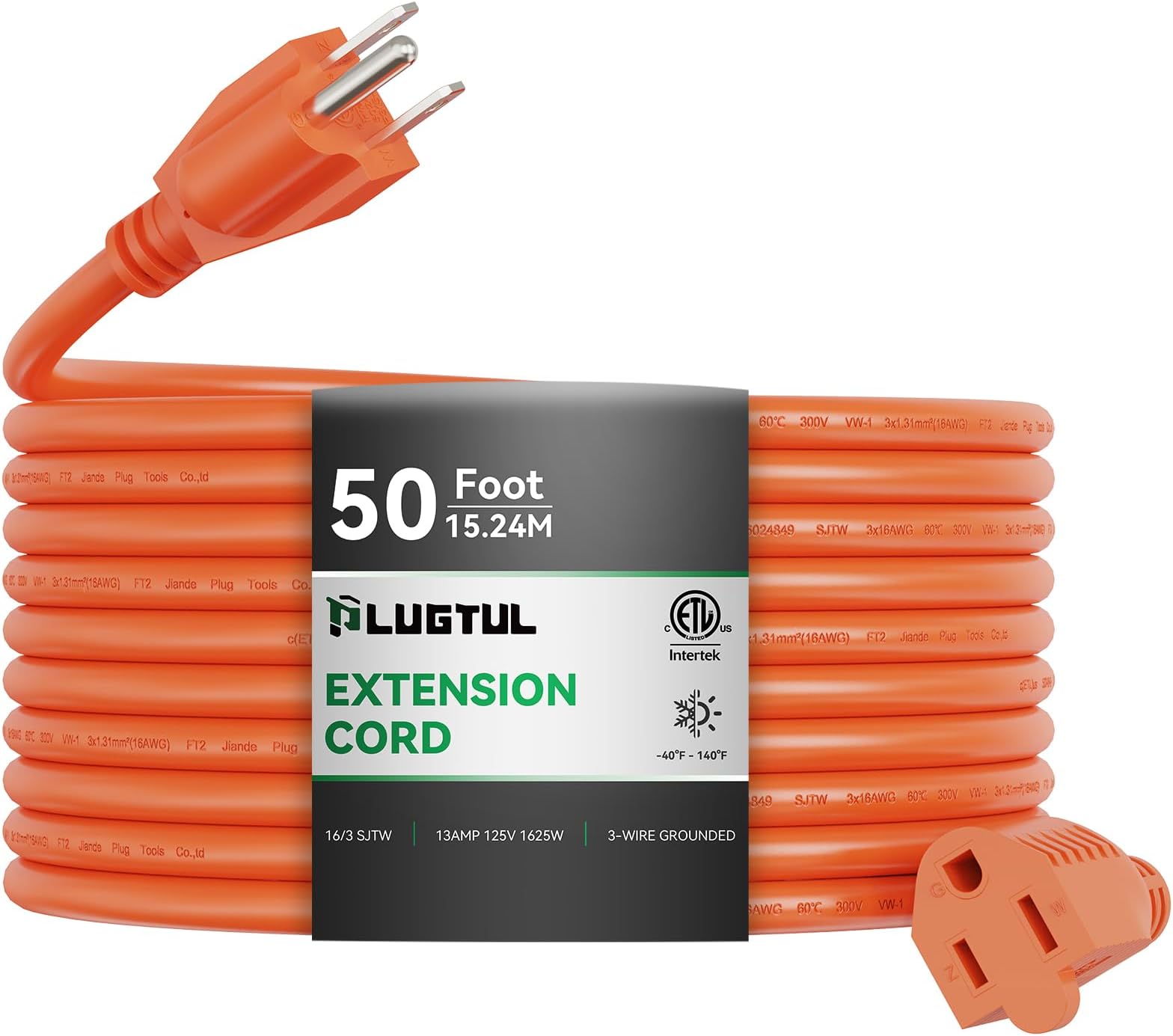 HDX 50 ft. 16/3 LightDuty Indoor/Outdoor Extension Cord Color Orange