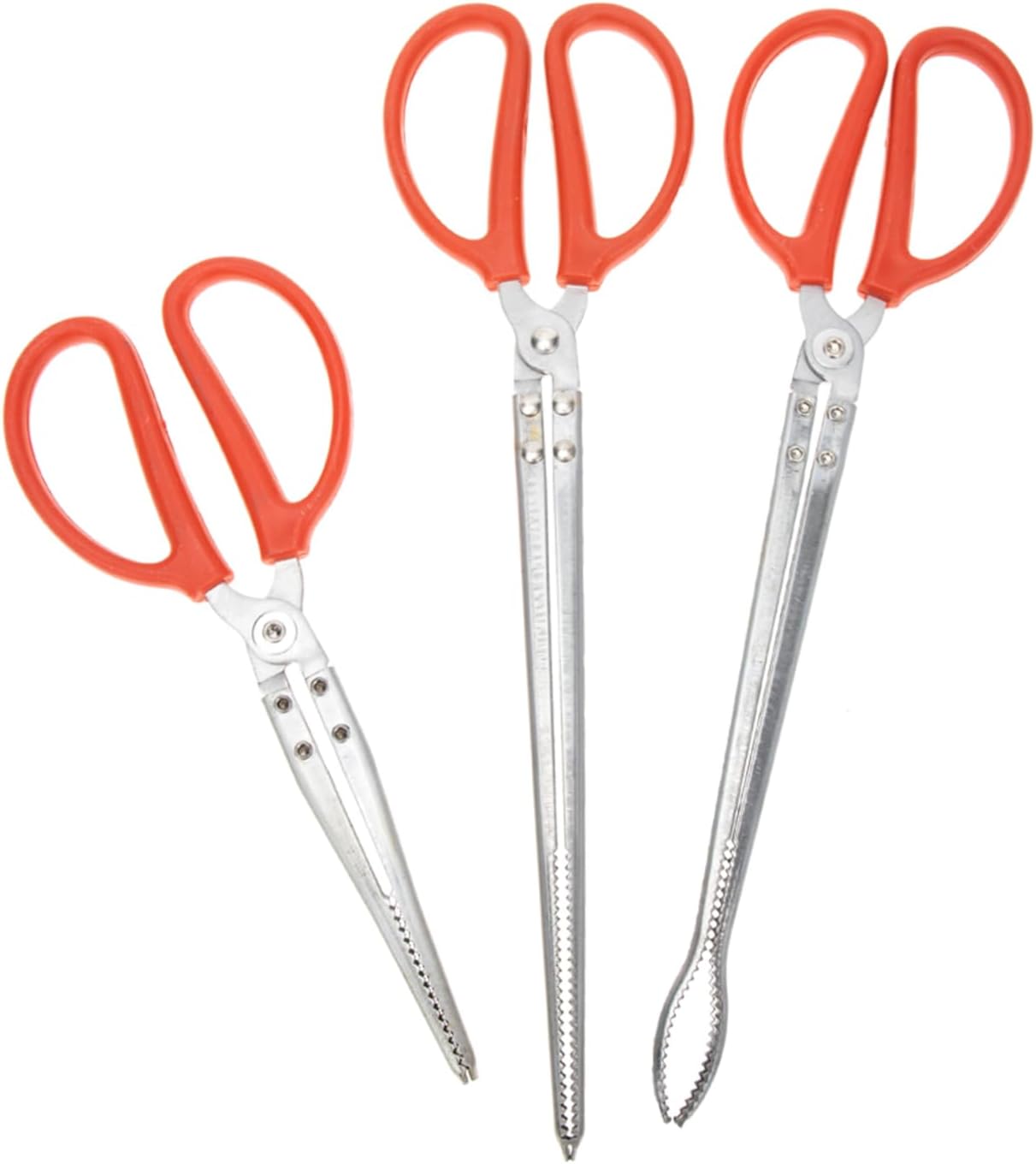 3-piece Stainless Steel Fish Grabber Clamp Tool Plier Crabs Trap Clip Pliers for Fishing Non-slip Handle