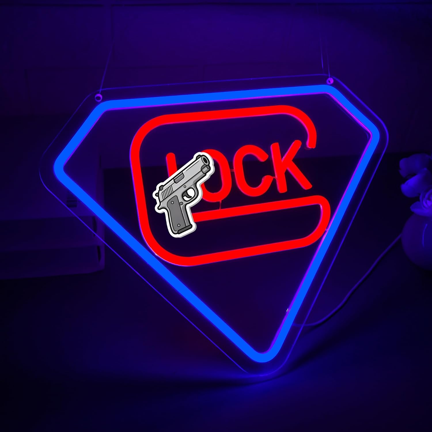 Gun Neon Sign for Wall Decor Gun Neon Light for Man Cave image 2