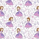 Disney Sofia The First Meadow in White Fabric by The Yard