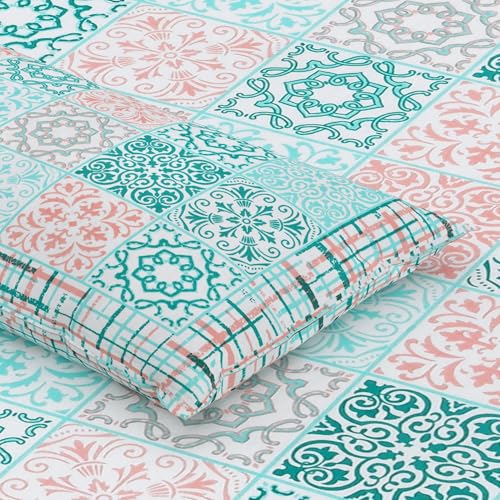 Image of Mafatlal 144 TC Sanskriti Cotton King Bedsheet | 90 x 108 Inches | Soft & Skin-Friendly | Handcrafted Jaipuri Print | 2 Pillow Covers | Light Blue